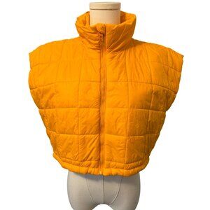 Zara XS-S Orange Quilted Puffer Vest Jacket